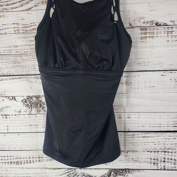 Athleta Tankini Swim Top 38B/C Womens Black Underwired Pullover Swimwear - Picture 4 of 12
